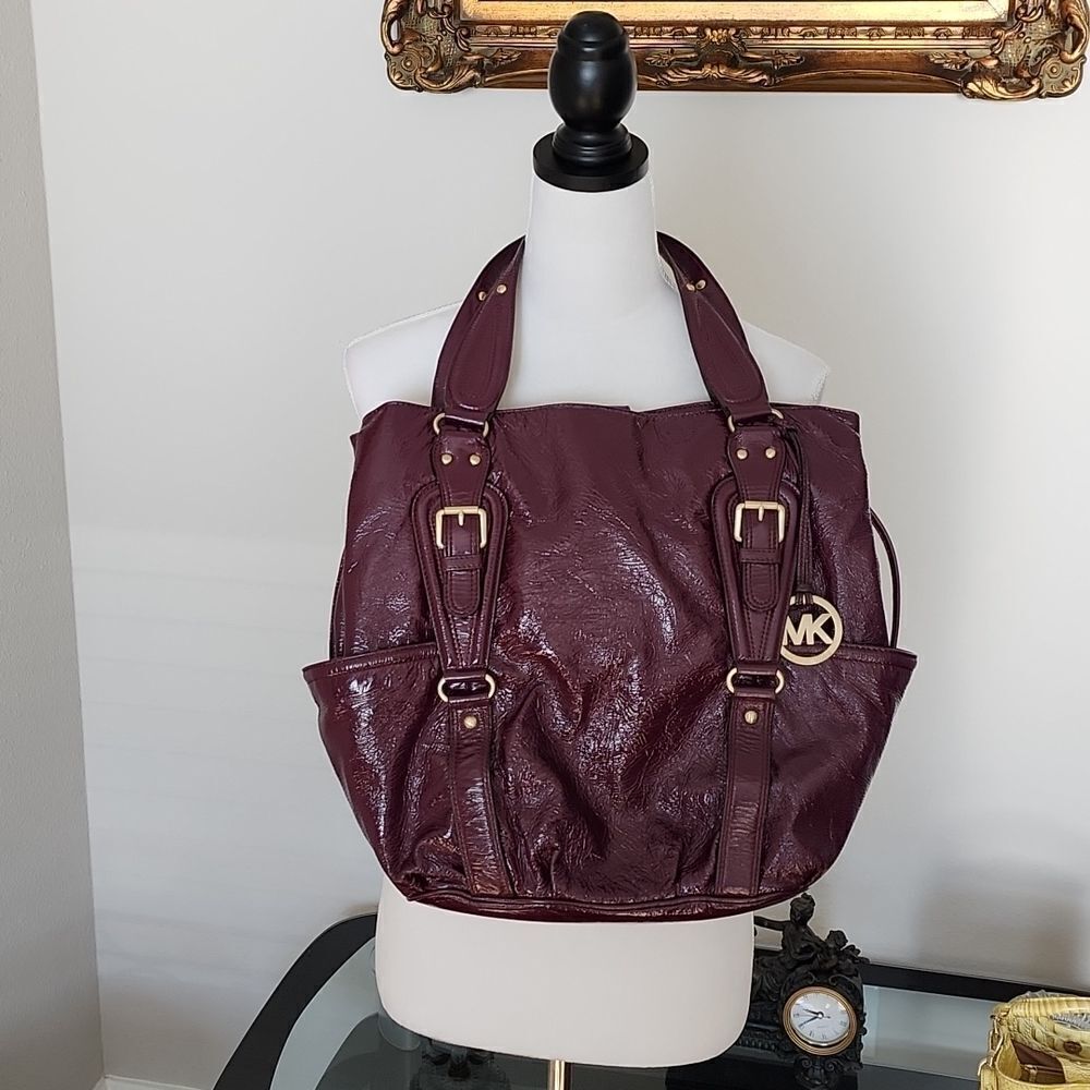 Michael Kors Burgundy Patent Leather Shoulder Bag